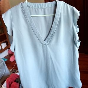 🟦✨ Flowy Blue Blouse!